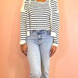 Striped Tank & Cardigan Sweater Set by Wishlist - Cream / Navy