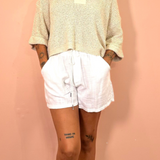 Wide Leg Shorts With Pockets By Bobi - Cream