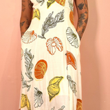 Printed Open Back Maxi Dress: RUST/OLIVE