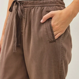 Tencel Drawstring Pocket Pant - Mud Brown