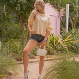 Bubble Hem Terry Sweatshirt - Butter Yellow