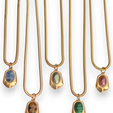 Rock My World Necklace - Gold / Blue