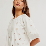 Jessie Eyelet Tee - Free People - Whisper White