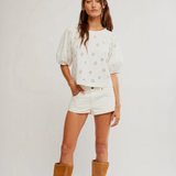 Jessie Eyelet Tee - Free People - Whisper White