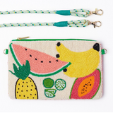 Leila mixed fruit seed bead clutch with strap