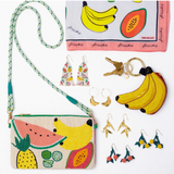 Leila mixed fruit seed bead clutch with strap