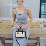 Harmony Straw Bamboo Handle Crossbody in Natural/Black