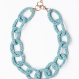 Jenna chain link beaded necklace light blue