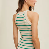 Striped Sweater Tank by Wishlist -  Sand / Green