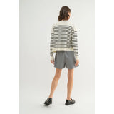 Striped Tank & Cardigan Sweater Set by Wishlist - Cream / Navy