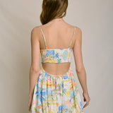 Summer Somewhere Cutout Detail Mini Dress - Pastel Coastline Print