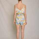 Summer Somewhere Wrap Romper - Pastel Coastline Print