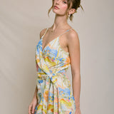 Summer Somewhere Wrap Romper - Pastel Coastline Print