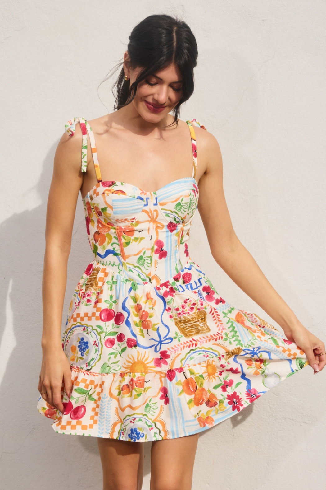 corset picnic dress Picnic Print Corset Mini Dress