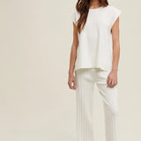 Sweater Knit 2 Piece Set - Tank & Wide Leg Pants by Wishlist - Off White