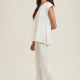 Sweater Knit 2 Piece Set - Tank & Wide Leg Pants by Wishlist - Off White