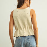 Sweater Knit Tank With Drawstring Waist - Beige