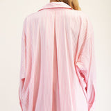 Striped Button Down Shirt by Eesome - Pink Drink / White