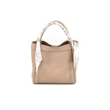 Medium Tote Bag w/ Scarf Wrapped Handle - Beige