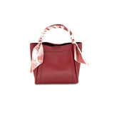 Medium Tote Bag w/ Scarf Wrapped Handle - Burgundy