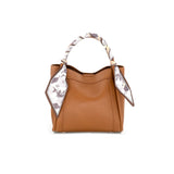 Medium Tote Bag w/ Scarf Wrapped Handle - Tan