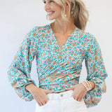 Tropez Wrap Top - Seafoam Boho Floral