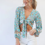 Tropez Wrap Top - Seafoam Boho Floral