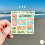 Easily Distracted By Seashells Sticker, Beach Shell Sticker