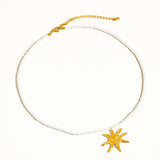 Iridessa 18K Gold Non-Tarnish Sun Beaded Necklace: White