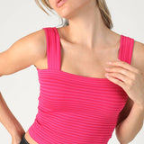 Striped Square Crop Top Pale Banana