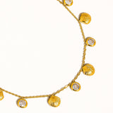 Sylvain 18K Gold Non-Tarnish CZ Shell Charm Necklace: Yellow Gold