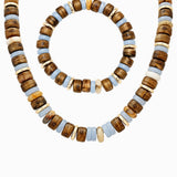 Set - Mixed Stone Gold Beaded Necklace & Stretch Bracelet: MBR