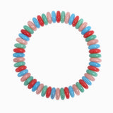 Multi Color Wide Marble Beaded Stretch Bracelet: Multi Blue