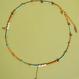 18K Handmade  Bohemian Beaded Stack Necklaces: Odette-Light Blue