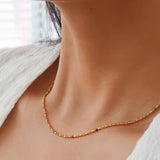 Tave 18K Gold Non-Tarnish Petite Beaded Necklace: Multi-Colored