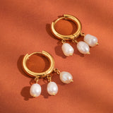 Séjour 18K Gold Non-Tarnish Petite Pearl Dangle Earring: Yellow Gold