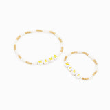 Mama Mini Gold Cream Bead Mix Bracelet Set