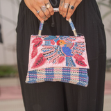 Parrot Palette Foilage Beaded Top Handle Bag