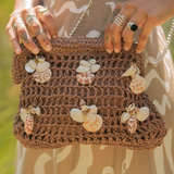 Crochet Shell Straw Clutch Bag
