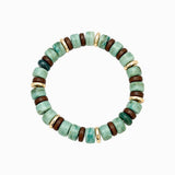 Set - Mixed Stone Gold Beaded Necklace & Stretch Bracelet: MBR