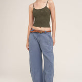 Floral Textured Lace Cami Chocolate