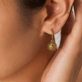 Pascale 18K Gold Non-Tarnish Sun hoop Earring: Yellow Gold