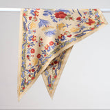 Printed Triangle Scarf  Bandana Style Wrap / Shawl  Floral Olive-White