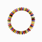 Autumn Wide Disc Marble Beaded Stretch Bracelets: Multi Blue