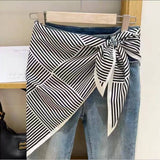Printed Triangle Scarf  Bandana Style Wrap / Shawl Polka Dot Creamy-Black