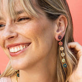 Amanda - Rainbow Color Beaded Flowers Dangle Earrings