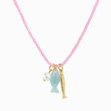 Beach Mode Coastal Pink Lagoon Rope Pearl Charm Necklace