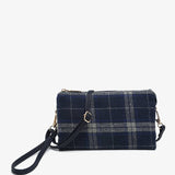 Riley Convertible Cross Body Purse, Wristlet or Clutch-  Plaid Rust/ Green