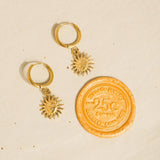 Pascale 18K Gold Non-Tarnish Sun hoop Earring: Yellow Gold