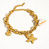 Aspen 18K Gold Non-Tarnish Stars & Shells Chain Bracelet: Yellow Gold